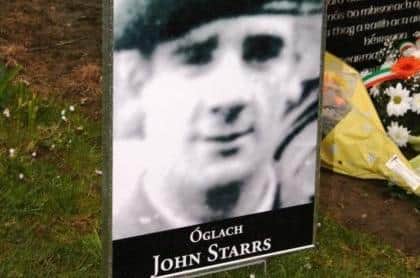 John Starrs was shot in the chest at the corner of William Street and Chamberlain Street on May 13, 1972. He died shortly afterwards in Altnagelvin