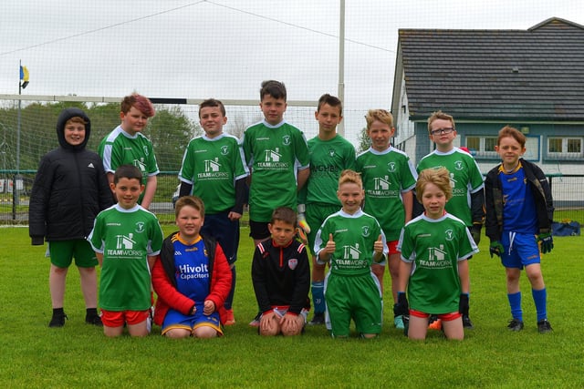 Bunscoil Cholmcille pictured at the recent Steelstown Primary Schools Cup, at Páirc Brid. Photo: George Sweeney.
