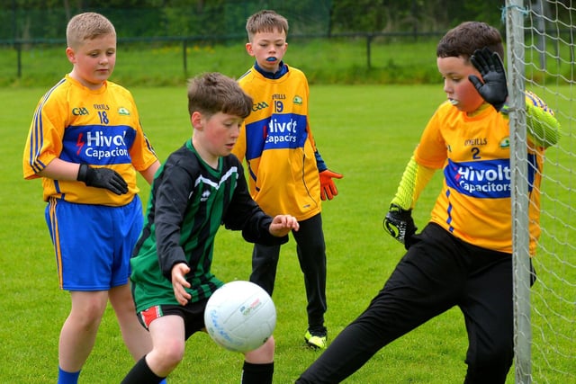 St Paul’s take on Greenhaw in the recent  Steelstown Schools Cup, at Páirc Brid.