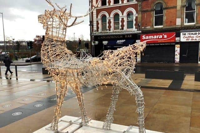 An illuminated reindeer at Guildhall Square was vandalised on a number of occasions.