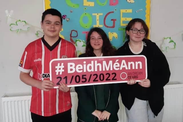 Young people from Club "ige Setanta who will be heading to the march on Saturday.