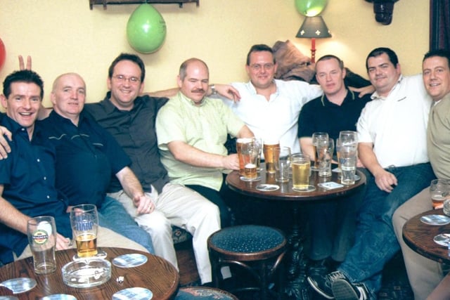 Sean McCracken celebrating his 40th birthday with Kevin Bell, Paul Prince, Terry McKinney, John Cooper, Kevin McFadden, Jeremy Foster and Michael McGlinchey.
