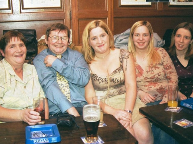 Pictured at Danny Cavanagh's 60th birthday celebrations are, from left, Betty Doherty, the birthday boy himself, Elizabeth Doherty, Catherine Doherty and Josephine Temple. 211102HG48
