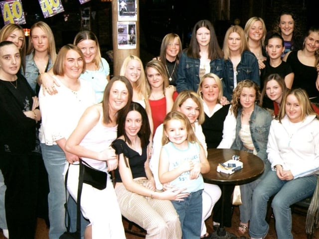 Joanne McGlinchey and friends pictured at her 18th birthday party in the Village Inn.