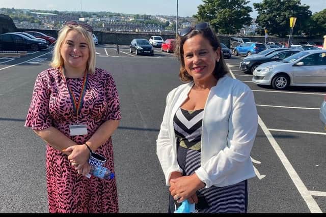 Sinn Féin Councillor Sandra Duffy pictured previously with party leader Mary Lou McDonald.
