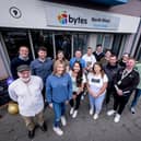 Celebrating the opening of Bytes Northwest at Strand Foyer are the staff of The Bytes Project who will provide a weekday drop-in facility for young people aged 14 to 24 from 10.30am until 5pm, with late nights until 9pm on Mondays and Wednesdays. (Stephen Latimer)