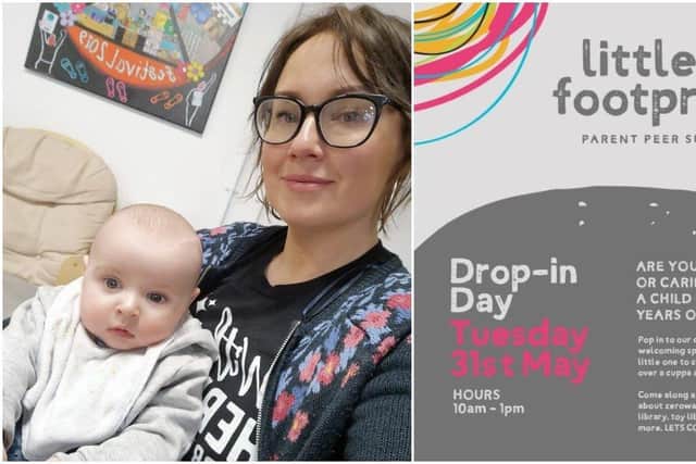 Helen Boyle, Little Footprints Parent Peer Support group and baby Ezra. Little Footpronts are holding a drop-in day on Tuesday, March 31 to welcome new members.