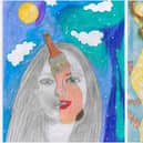 ‘The Skies The Limit' by Niamh Morgan (11), from St. Columba’s P.S. and ‘Dragon Dreams’ by Cian Bolster (18), from Ardnashee School & College, Derry. The Derry students won top prizes in the Texaco Childrens' Art Competition.
