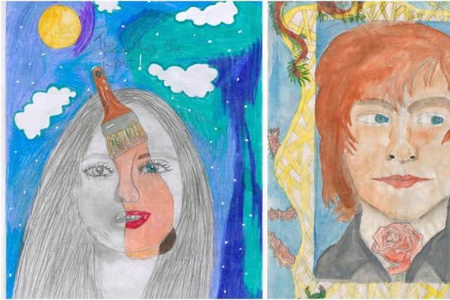 ‘The Skies The Limit' by Niamh Morgan (11), from St. Columba’s P.S. and ‘Dragon Dreams’ by Cian Bolster (18), from Ardnashee School & College, Derry. The Derry students won top prizes in the Texaco Childrens' Art Competition.