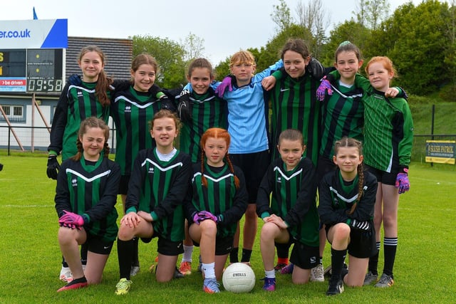 Greenhaw PS were runners-up in the recent Steelstown Primary Schools Girls Shield Final, at Páirc Brid. DER2220GS-037 Picture by George Sweeney.