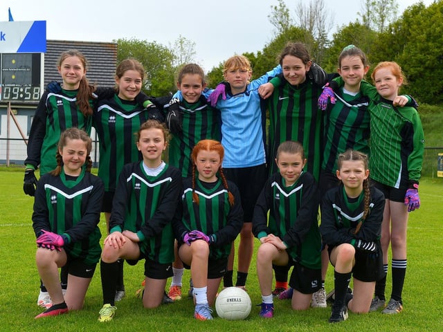 Greenhaw PS were runners-up in the recent Steelstown Primary Schools Girls Shield Final, at Páirc Brid. DER2220GS-037 Picture by George Sweeney.