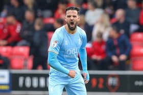 Mansfield Town's Stephen McLaughlin rallies the team during the Sky Bet League 2 match against Salford City FC at The Peninsula Stadium.  Picture by Chris Holloway / The Bigger Picture.media