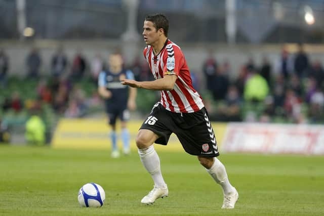 Stephen McLaughlin in action during Derry City's 2012 FAI Cup Final win over St Patrick's Athletic. Picture by Morgan Treacy/INPHO