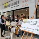 Derry City and Strabane District Council Mayor, Alderman Graham Warke who called into the RE:Imagine Pop Up Shop in Foyleside Shopping Centre to welcome three new designers to the venture. From left are, Alison Hancock, The Foxes Wedding, Siobhán Ní  Ghallchóir @stopg0_, Jill Hyndman Factory Ireland and Naz McNabb, Cub Kids Clothing. Included are Deirdre Williams, Business Development Manager, Fashion & Textile Design Centre and Leann Doherty, Marketing Officer, Derry City and Strabane District Council. Picture Martin McKeown. 