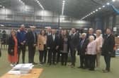 Gary Middleton at the count centre with DUP leader Sir Jeffrey Donaldson and supporters