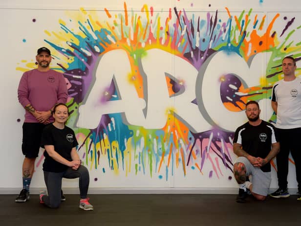 Gary Rutherford, Maggs Campbell, Lee Cury and Kevin McGown from the ARC Fitness Gym, Bay Road. DER2141GS – 024