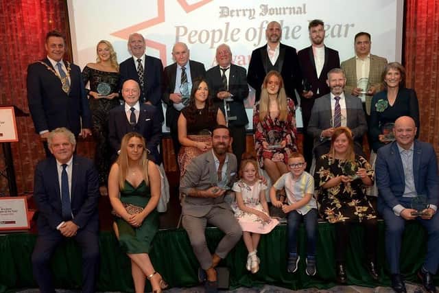 Mayor Graham Warke with the winners at the 2021 Derry Journal People of the Year Awards.