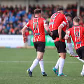 Will Patching netted another spectacular free-kick to get Derry City back on level terms against Finn Harps on Friday night. Photograph by Kevin Moore.