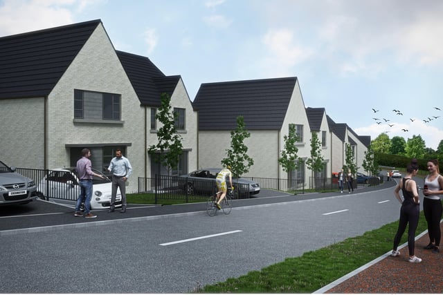 CGI of people enjoying an active lifestyle in the ‘River Glen’ development.