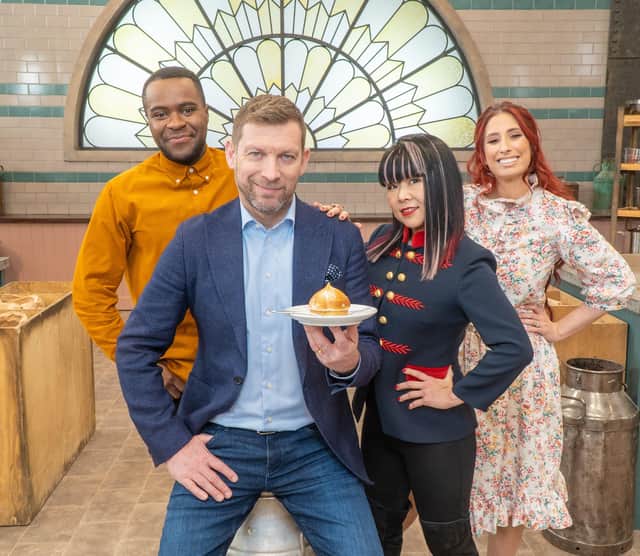 Liam Charles and Stacey Solomon along with judges Benoit Blin and Cherish Finden