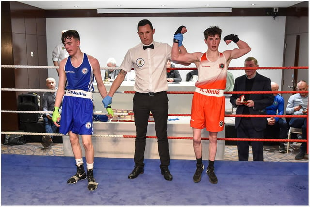 Liam Gerard  Casey takes the decision over Matthew Templeton ,Coleraine. Boy 5  50 kg