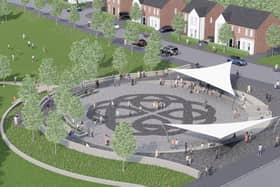 A computer generated image of a large community event space at Braidwater’s £450m proposed development, ‘The Cashel’.