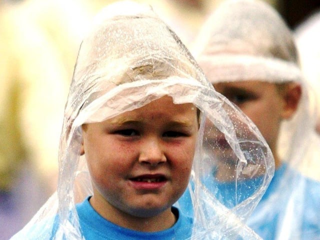 Matthew Kelly, from Sandbank Park, is well geared up for the rain.