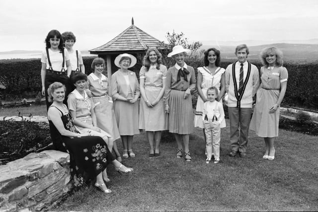 Models from the Elizabeth Adair Model Agency, from Derry, who modelled at McElhinney’s of Ballybofey’s Fashion Show in the Strand Hotel in Ballyliffin. The agency principal, Elizabeth Adair, is on left with models, from left, Maura Lyle, Sandra Adam, Gwenn Kitson, Lynn Brown, Eileen Coyle, Ann Dixon, Ciaran Molloy and Roberta Brown. The children who modelled are Joanne McBride, Elaine Gillespie and Andria Brien.