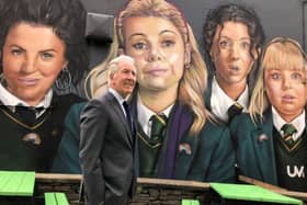 Richard Neal at the Derry Girls mural.