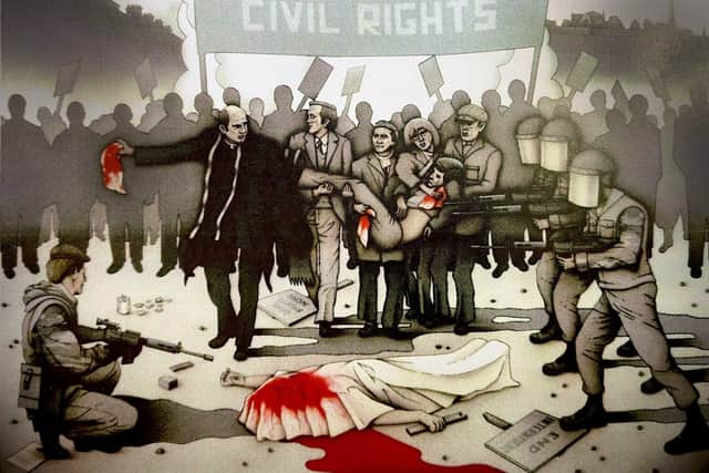 Robert Ballagh’s painting commemorating the 50th anniversary of Bloody Sunday.