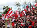 Derry fans keep the flag flying during Sunday's Ulster senior football Championship final in Clones. (Photo: Ulster GAA)