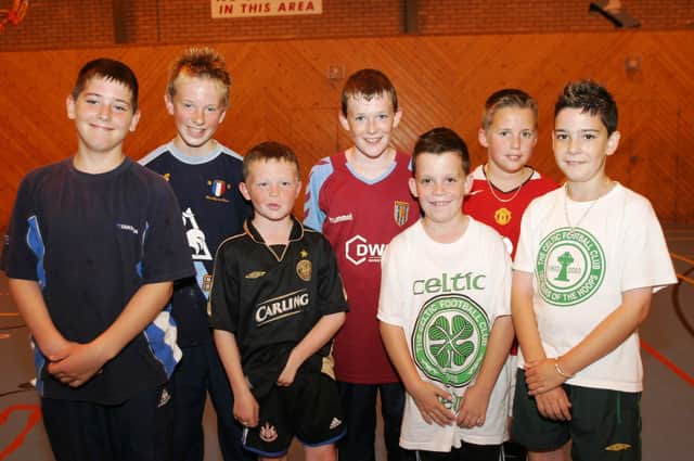 Birthday boy Conor O'Doherty and some of his mates enjoy his football theme party.