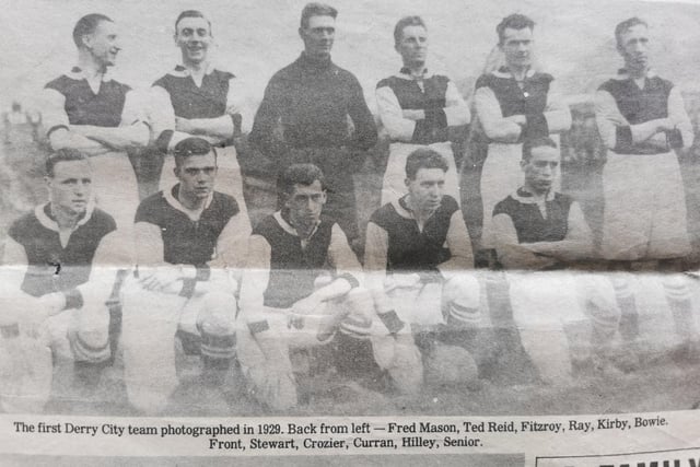 The first Derry City team photographed by the Journal in 1929.