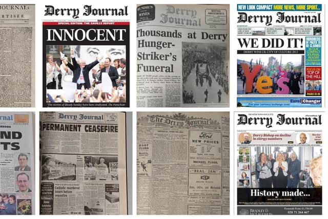 Some of the front pages down the years. These are among those featured in the Derry Journal exhibition currently running at Foyleside.
