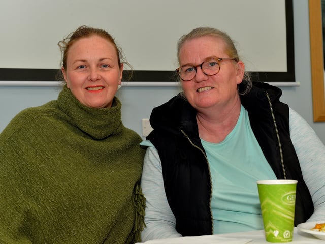 Bernie McKinney and Carmel Doherty pictured at the Galliagh Neighbourhood Lunch held in the new Galliagh Community Centre on Friday afternoon last. Photo: George Sweeney. DER2220GS – 073