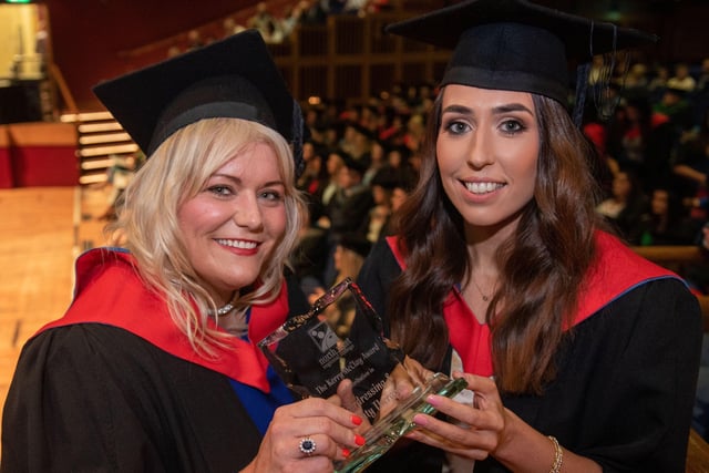Paula Doherty and Eimear McNamee received The Kerry McClay Award For Outstanding Academic Achievement in Higher National Diploma in Hair and Beauty Management (Joint) at North West Regional Collegeâ€TMs Graduation Ceremony.
