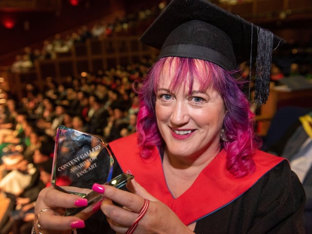 Annette McAteer received the Context CCA Derry~Londonderry Award, Awarded to Higher National Certificate Art and Design – Arts Practice Student at North West Regional Collegeâ€TMs Graduation Ceremony.