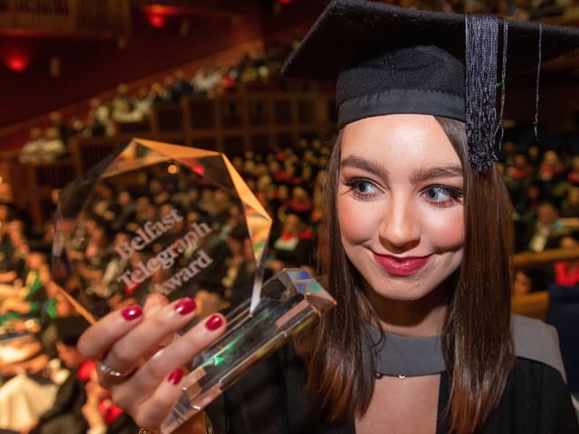 Aine McGlinchey received the Belfast Telegraph Award for Excellence at North West Regional Collegeâ€TMs Graduation Ceremony.