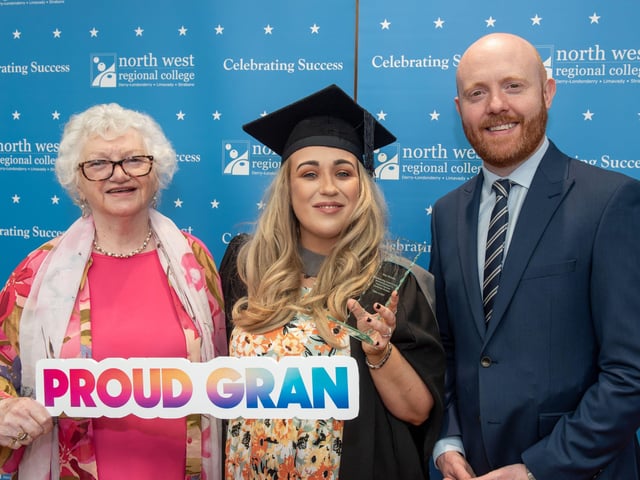 Proud Gran Bernie Roberts celebrates her grandaughter Amy's graduation from North West Regional College with Barra Best.