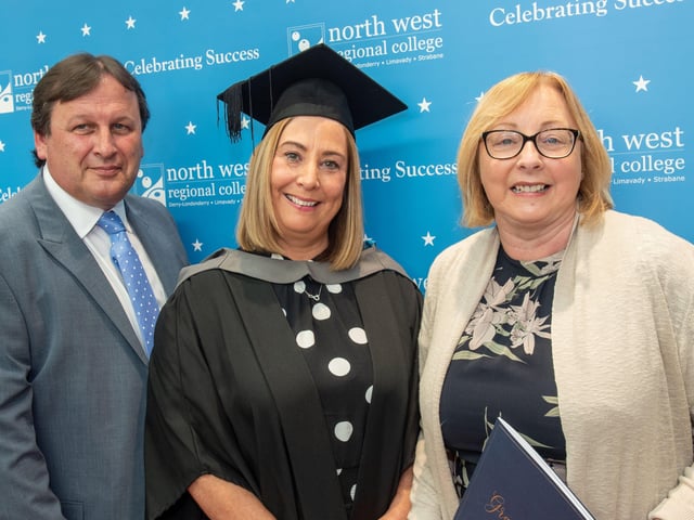 NWRC HR advisor and graduate Leta McCusker with Sandra Kelly NWRC HR Manager, and Leo Murphy, NWRC Principal and Chief Executive.