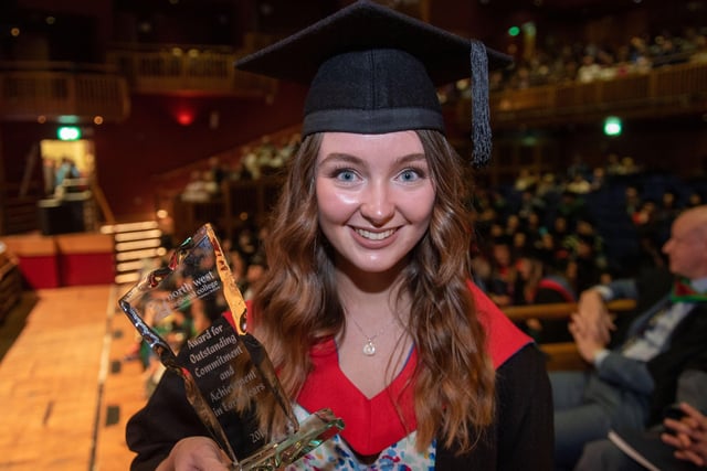 Molly Nutkins receives the award for Outstanding Commitment and Achievement in Early Years at North West Regional Collegeâ€TMs graduation ceremony.