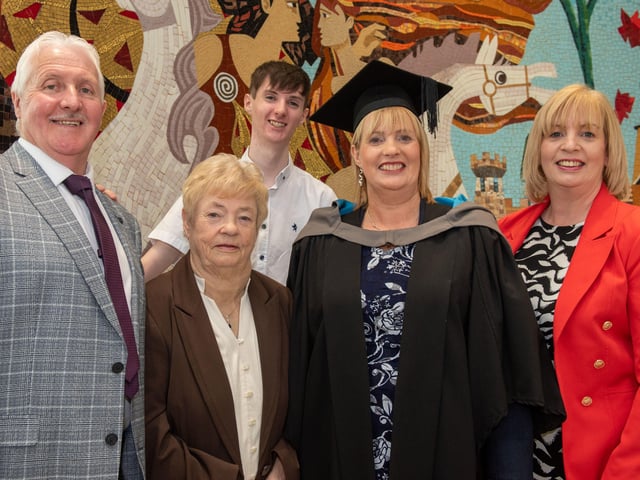 NWRC administrative office Eilish Reid celebrates graduating with an OCR Level 4 Certificate In Administration (Business Professional) with her family.