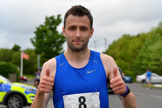 Unattached runner John Paul Williamson pictured after winning the Furey Insurance Buncrana 5Km, in a time of 15m.08sec, on Wednesday evening last. Photo: George Sweeney.  DER2222GS – 055