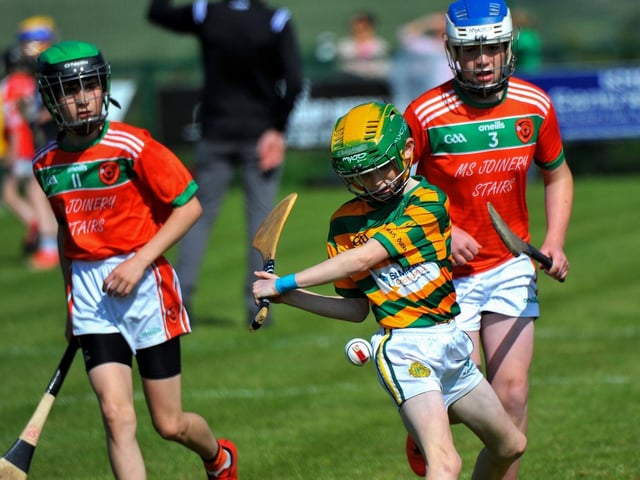 Blackrock in action against Lavey during the Seán Mellon Hurling Festival at Páirc Na Magha on Saturday morning last. Photo: George Sweeney.  DER2223GS – 138
