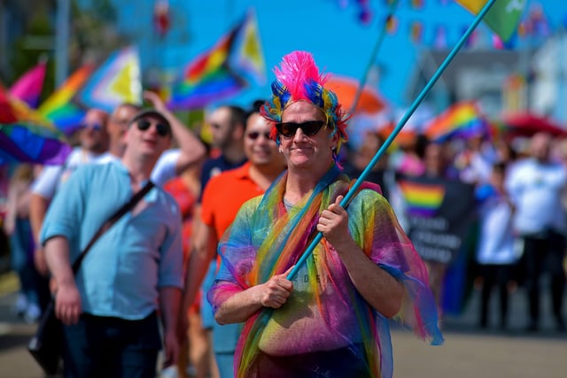 Dressed for the occasion at the Inishowen Pride Parade held in Buncrana on Sunday afternoon last. Photograph: George Sweeney. DER2224GS – 026