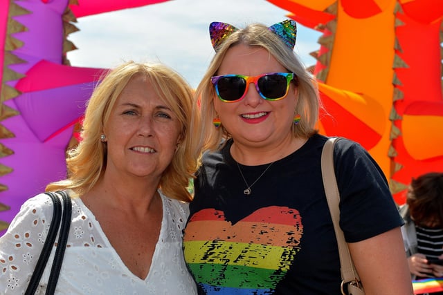 Ciara Ferguson MLA and mayor elect of Derry and Strabane Colr Sandra Duffy pictured at the Inishowen Pride Parade held in Buncrana on Sunday afternoon last. Photograph: George Sweeney. DER2224GS – 017