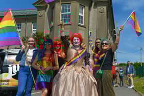 Participants in the Inishowen Pride Parade held in Buncrana on Sunday afternoon last. Photograph: George Sweeney. DER2224GS – 013