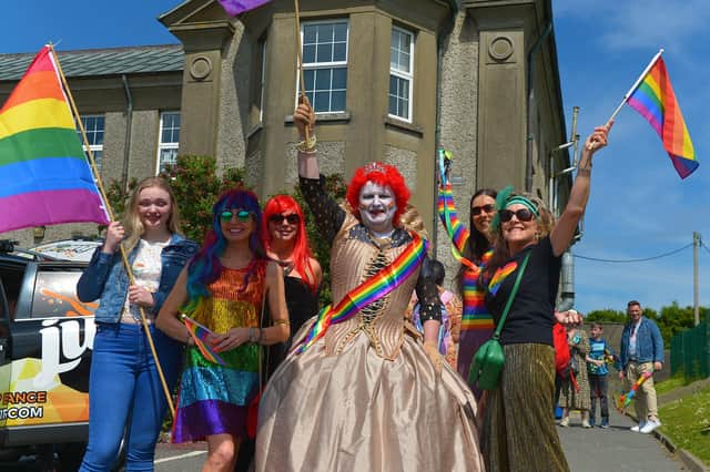 Participants in the Inishowen Pride Parade held in Buncrana on Sunday afternoon last. Photograph: George Sweeney. DER2224GS – 013