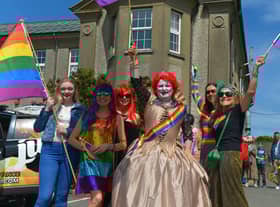 Participants in the Inishowen Pride Parade held in Buncrana on Sunday afternoon last. Photograph: George Sweeney. DER2224GS – 013