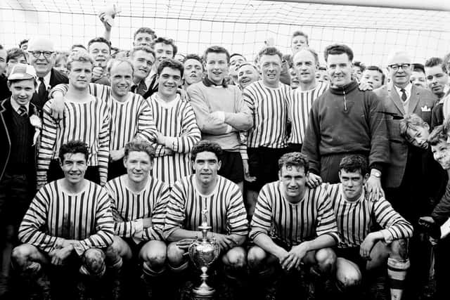 Dougie Wood pictured with the rest of the Derry City team who won the Irish Cup in 1964.